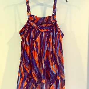 Plus Size 28 Tank style navy and orange blouse!